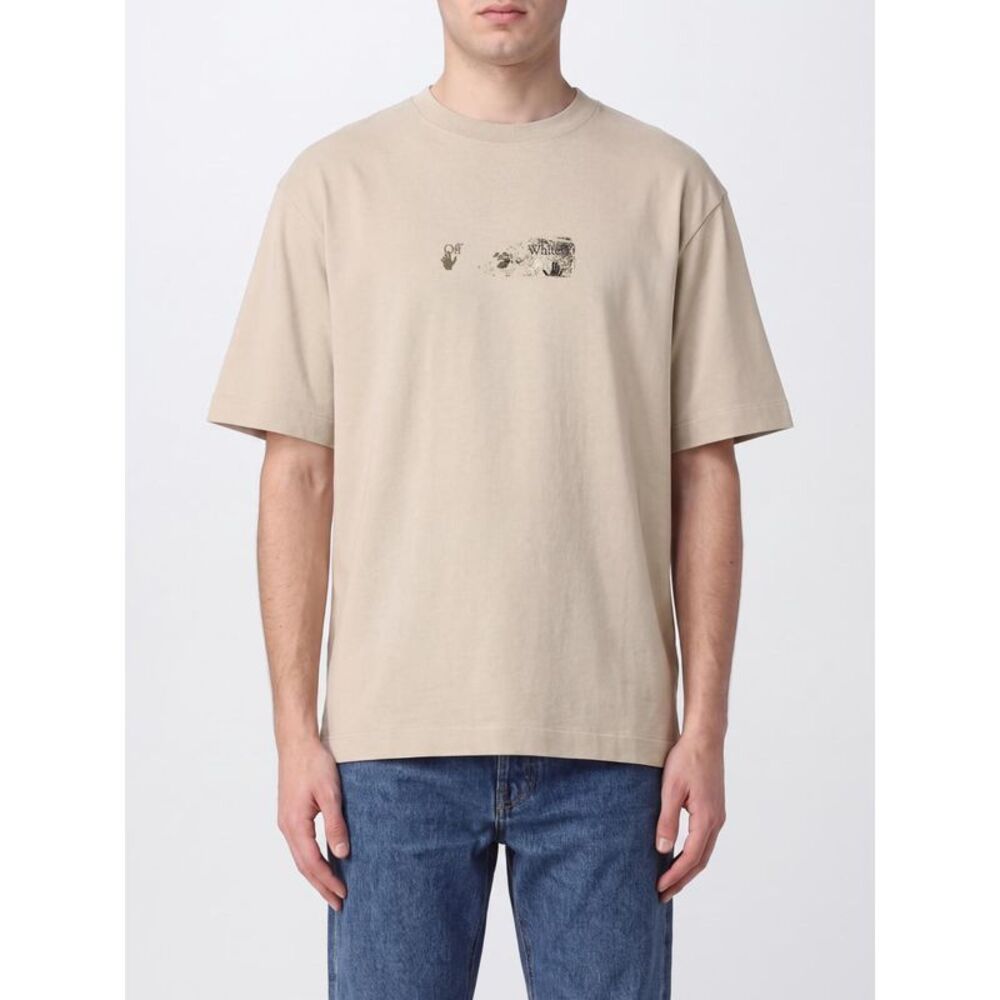 Off-White Men Off-White Cotton T-Shirt With Graphic Print And Dropped Shoulders